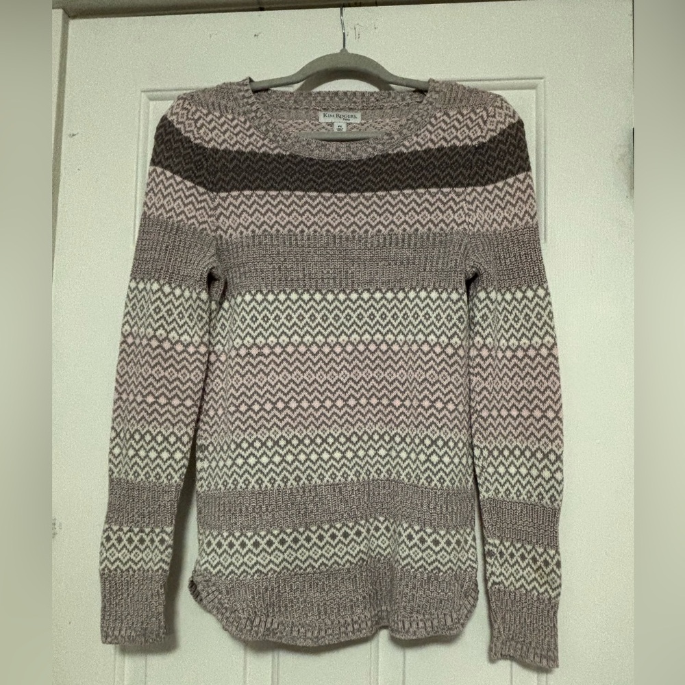 Kim Rogers Cozy Striped Sweater - Pink, Brown, Cream